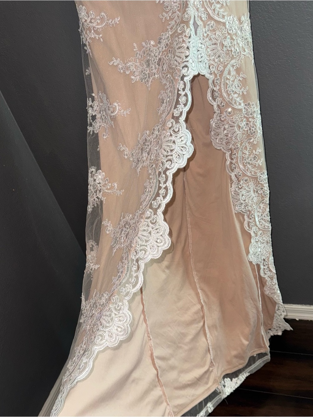 Windsor Nude Lace Maxi Dress with White Appliqué - Picture 8 of 9